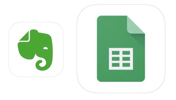 evernoteとスプレッドシート